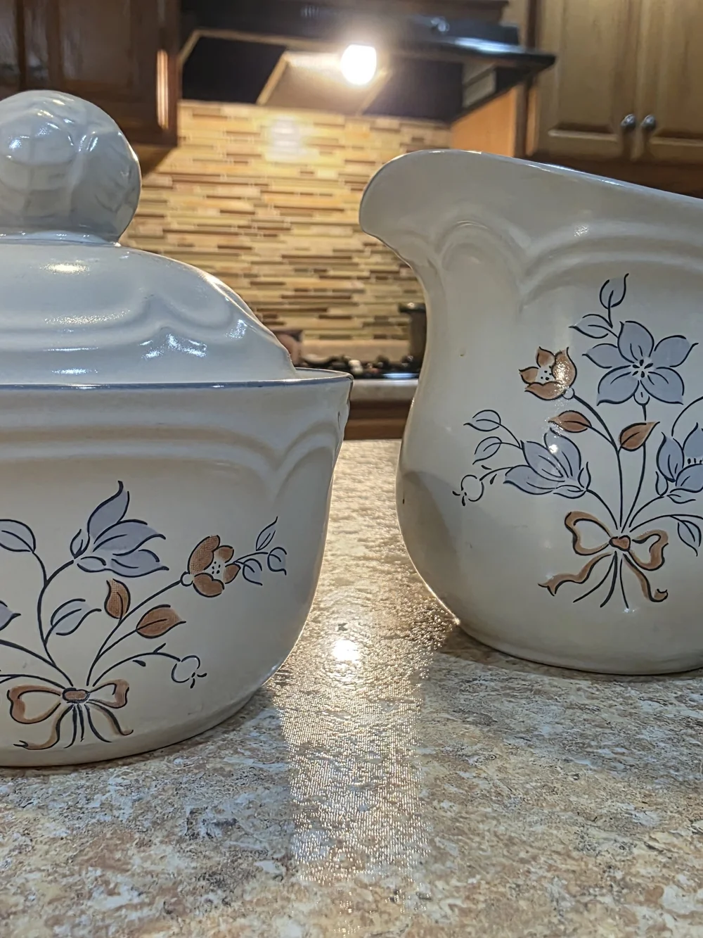 Vintage Cordella Sugar bowl with lid and matching creamer pitcher